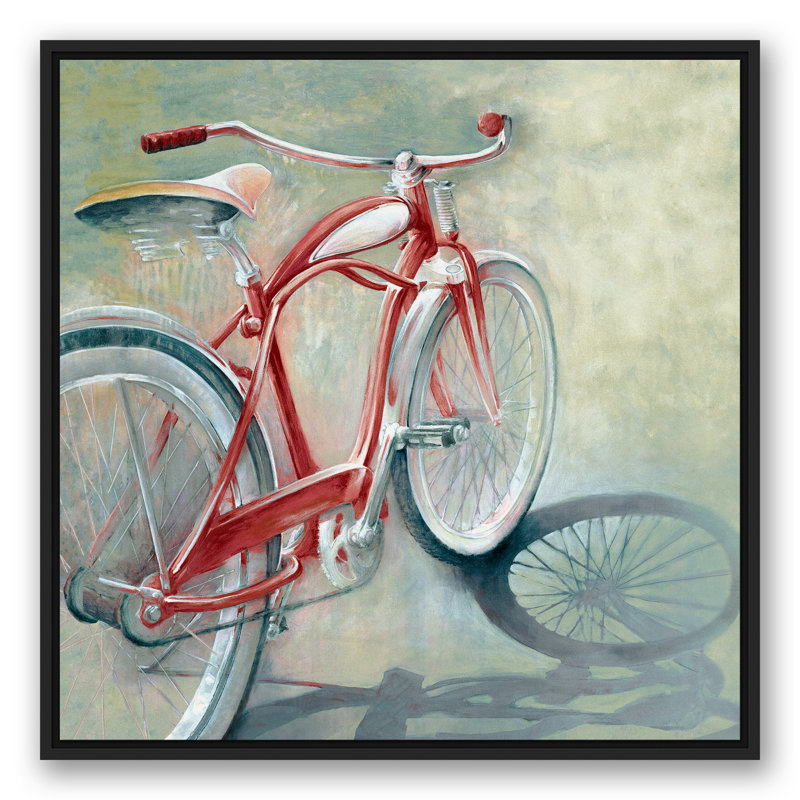 «Red Bicycle Peinture», reproduction de peinture acrylique sur toile, H 30 po x l 30 po, Toile tendue