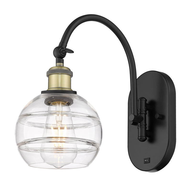 Chartoff Steel Armed Sconce, Clear, Black Antique Brass