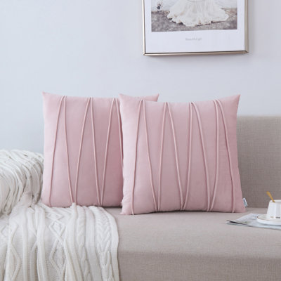Pleated Square Polyester Velvet Pillow Cover
