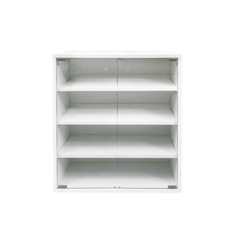 Shoe Box with RGB LED Light, Wooden Stackable Shoe Storage with Glass Door, Perfect for Display and Organization, White