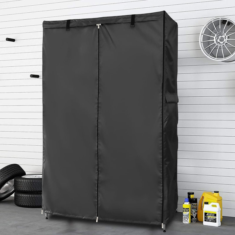 Heavy Duty 600D Waterproof Dustproof Storage Rack Cover For Metal Wire Shelves With Clear PVC Front Panel And Zipper Access