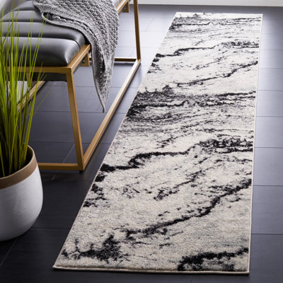 Adcock Abstract Ivory/Black Area Rug