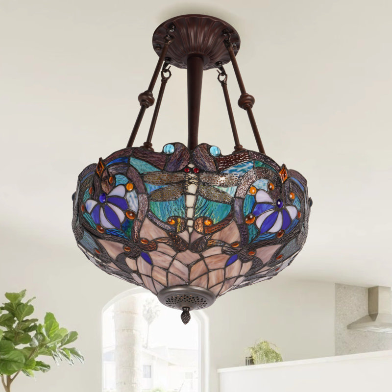 Plafonnier semi-encastré 3 lumières Tiffany