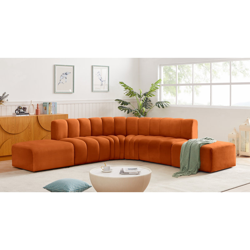 Canapé et chaise rembourrée Issic, Velours cognac