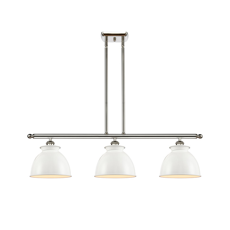 Arev 3 - Light Kitchen Island Pendant, Glossy White, No Bulb Included, Polished Nickel