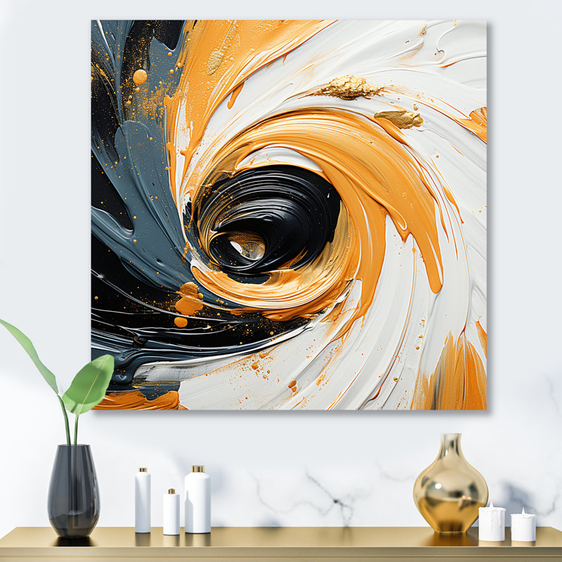 Radiant Revolve Orange Spiral - spirales abstraites, art mural en métal, H 16 po x l 16 po