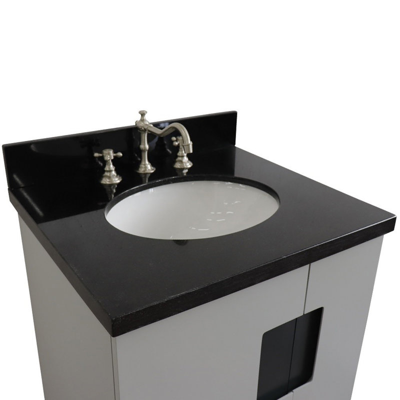 Ensemble de meuble-lavabo simple 25 po, Noir, Gris clair