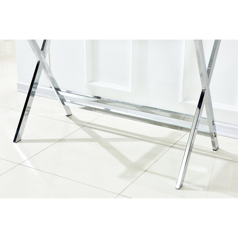 Table en verre trempé transparent, bureau pour ordinateur portable aux bords arrondis, design épuré idéal pour les petits espaces, multifonctionnelle, résistante aux égratignures et sécurisée, profondeur de 44,27 cm.