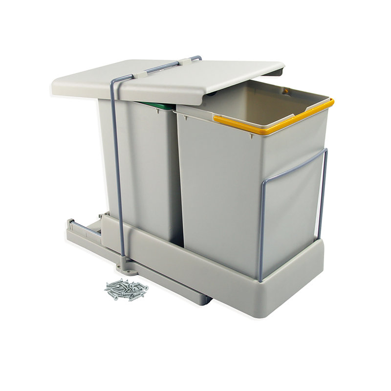 Piatt Plastic Manual Lift Pull Out Rubbish Bin - 28L
