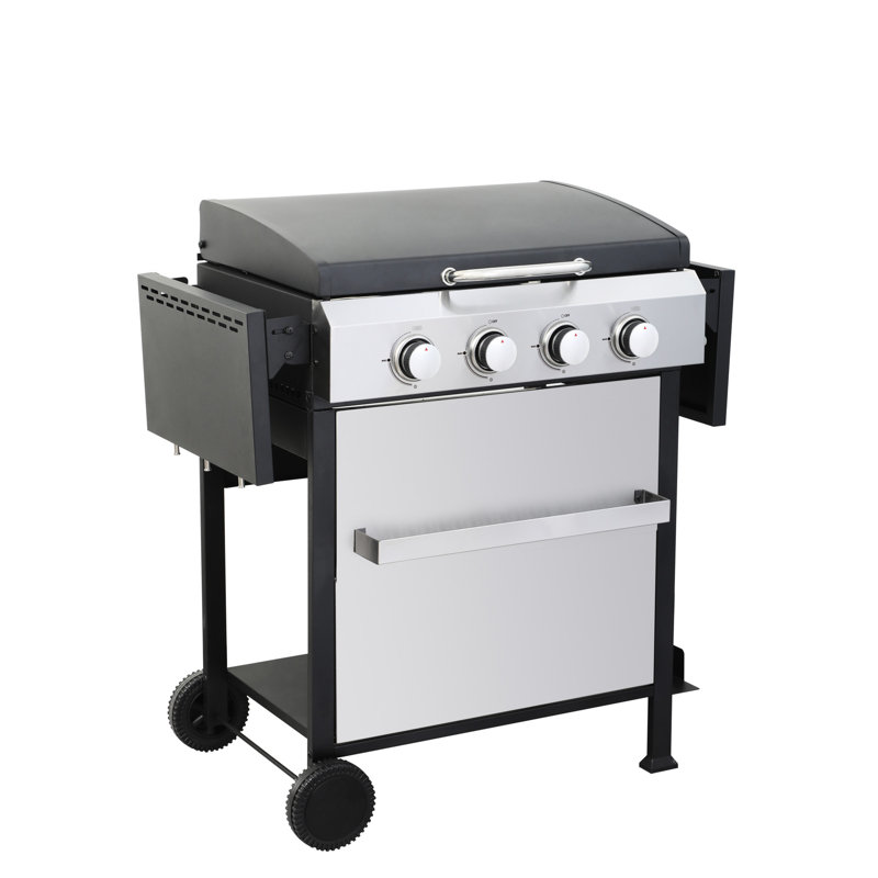 Barbecue d'extérieur au gaz propane 4, puissance 49200Btu, grilles de cuisson en émail, table d'appoint pliable, barbecue suspendu, pour aire de camping