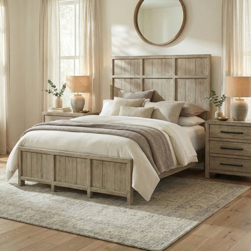 Aason King Panel Bed & Two Nightstands Bedroom Set, King