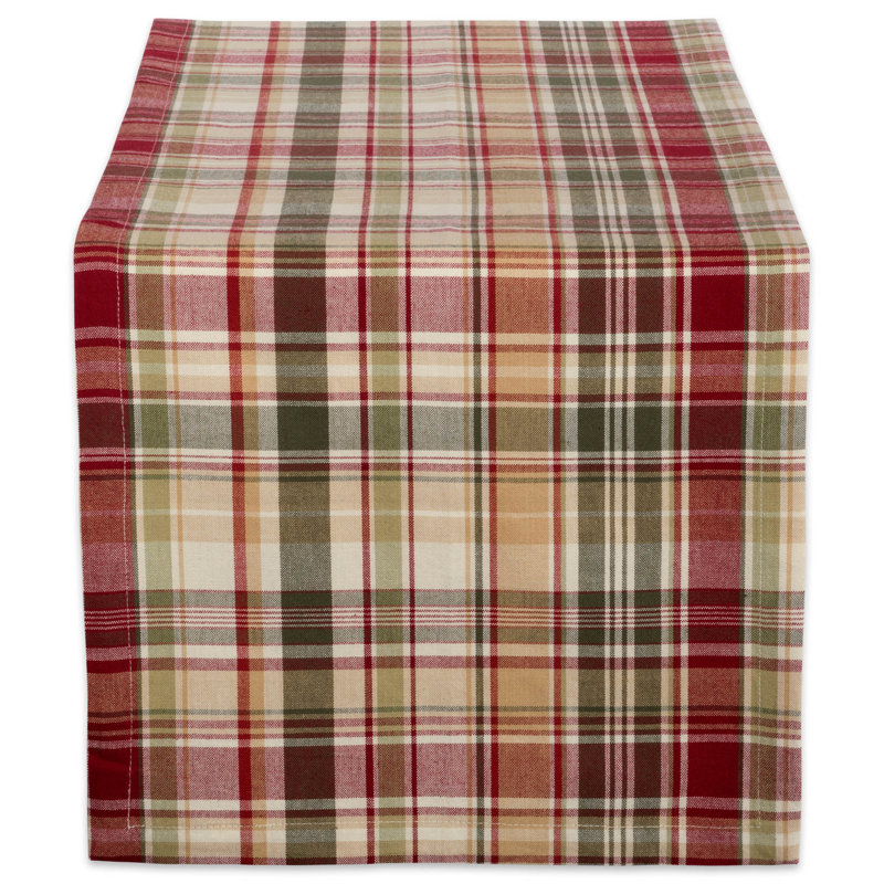 Bridgecliff Autumn Spice Plaid Table Runner, Rectangle 72" L x 14" W