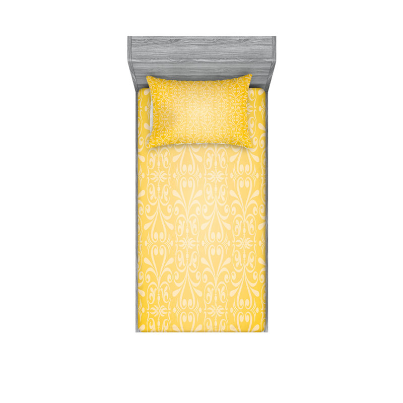 Drap-housse et taie décorative jaune Ambesonne, Ensemble de draps pour lit simple TG + 3 articles 