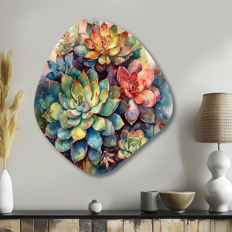 Manuli - art mural asymétrique en forme de nébuleuse de cactus, H 35 po x l 31 po x P 1 po
