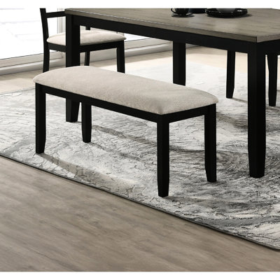 Banc contemporain noir et gris pour salle à manger - Tissu d'ameublement en tissu massif