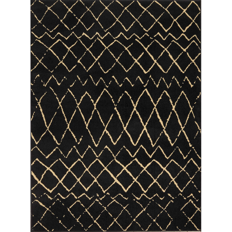 Tapis noir Bo Bo, Rectangle 5 pi 3 po x 7 pi 3 po