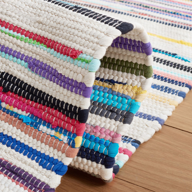 Tapis en coton tissé à la main Burks, Carré 6 pi