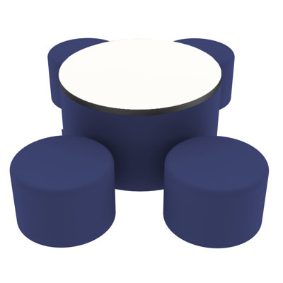 Pro Series Dry-Erase Round Ottoman Table with Round 12" H Seating, 5-Piece Set