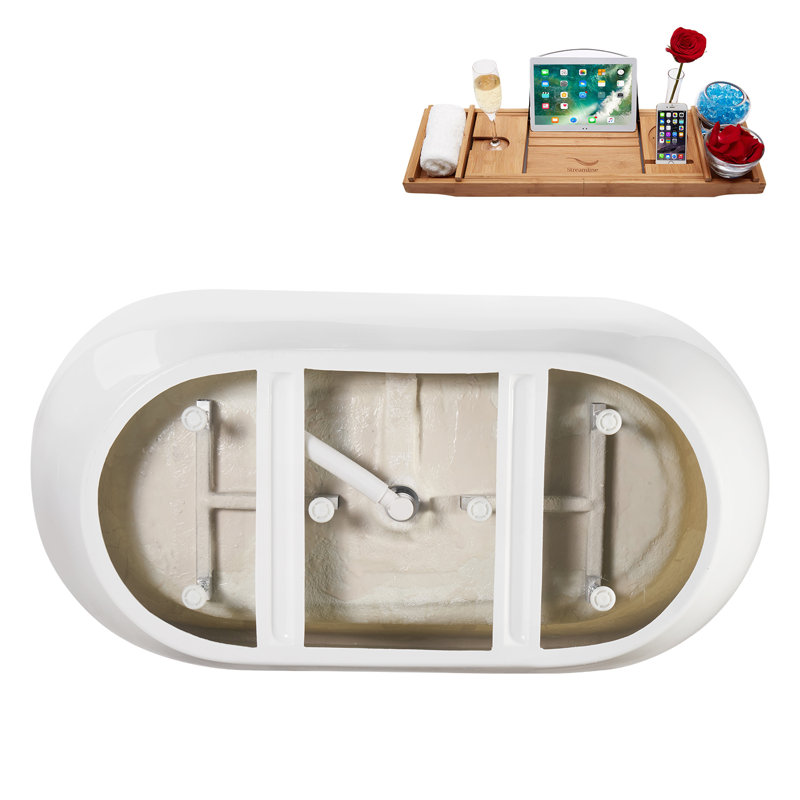 Baignoire autoportante 51 po blanc brillant avec drain interne Streamline
