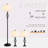 HOMCOM 3 Piece Table Floor Lamp Set With Metal Pole, Round Base, And Fabric Lampshade, For Living Room, Black/White