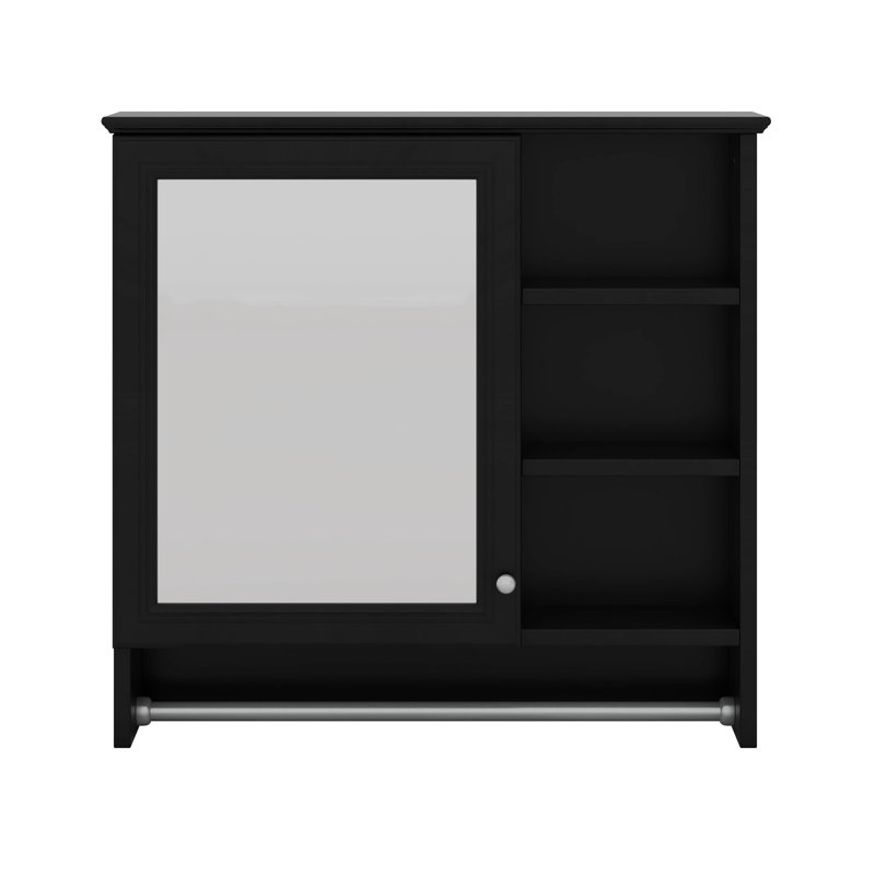 Armoire à miroir murale 30 po 2 en 1 avec tablette réglable, Noir