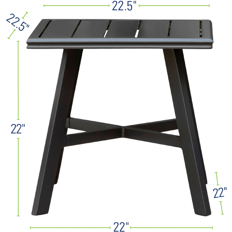Beaulieu Square Metal Outdoor Side Table , 22.24'' in. W 22.24'' in. D