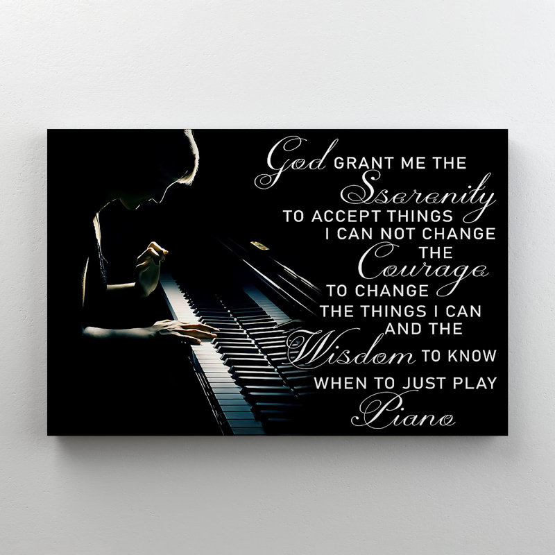«Artist jouant du piano», art textuel sur toile tendue, H 24 po x l 36 po x P 2 po