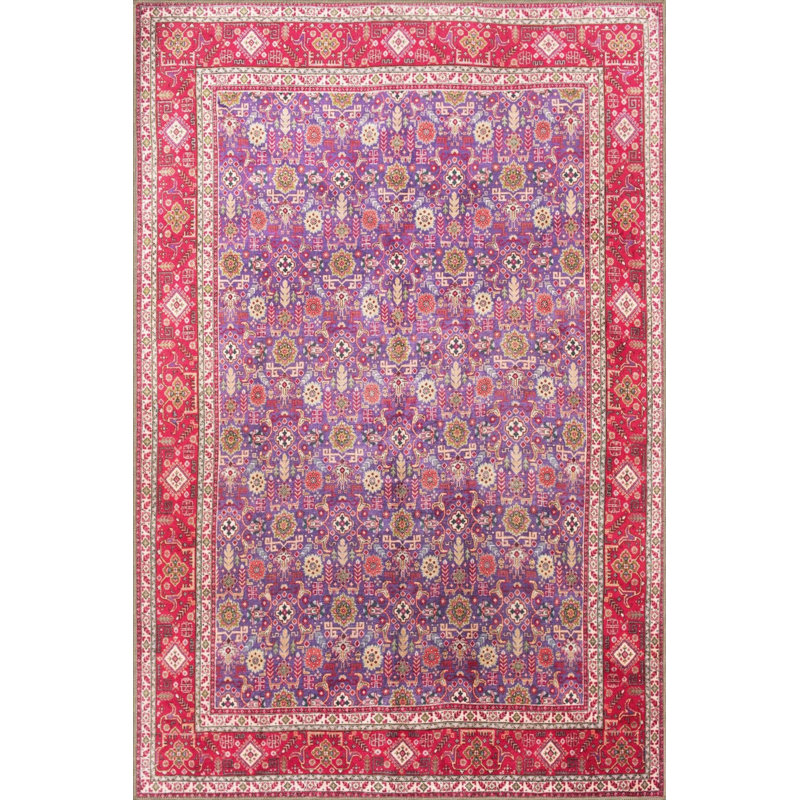 Multicolored Traditional Motif Ethnic Floral Patterned Vintage Decorative Carpet, Rectangle 2'4" x 4'