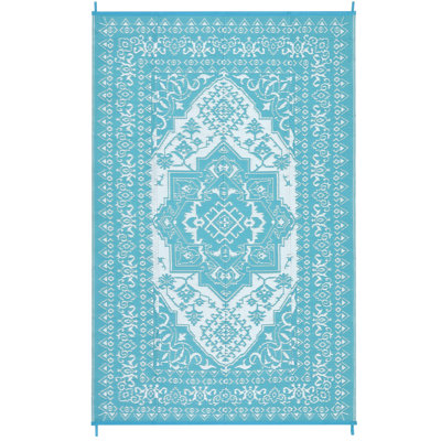 Outdoor Waterproof Plastic Straw Rug,Country Vintage Floral Carpet for RV,Patio,Backyard