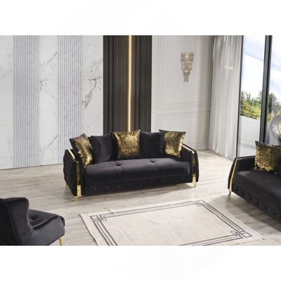 Lust Modern Style Sleeper Sofa Made With Wood In Black(CA INVENTORY)