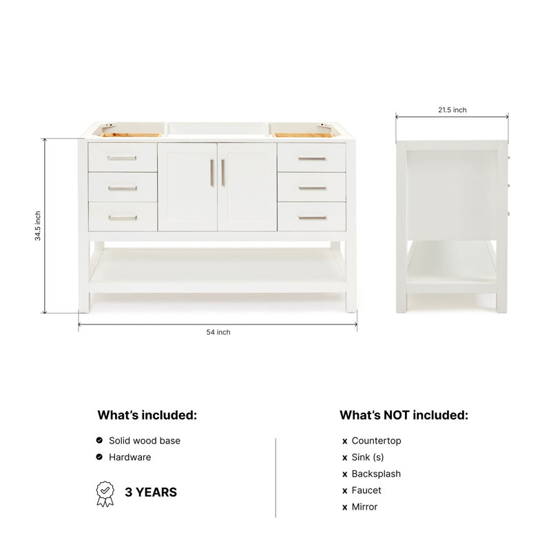 54'' W Single Bathroom Vanity Base, White