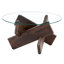 Table basse moderne avec pieds en verre trempé et couleur noyer pour les espaces confortables-616905574