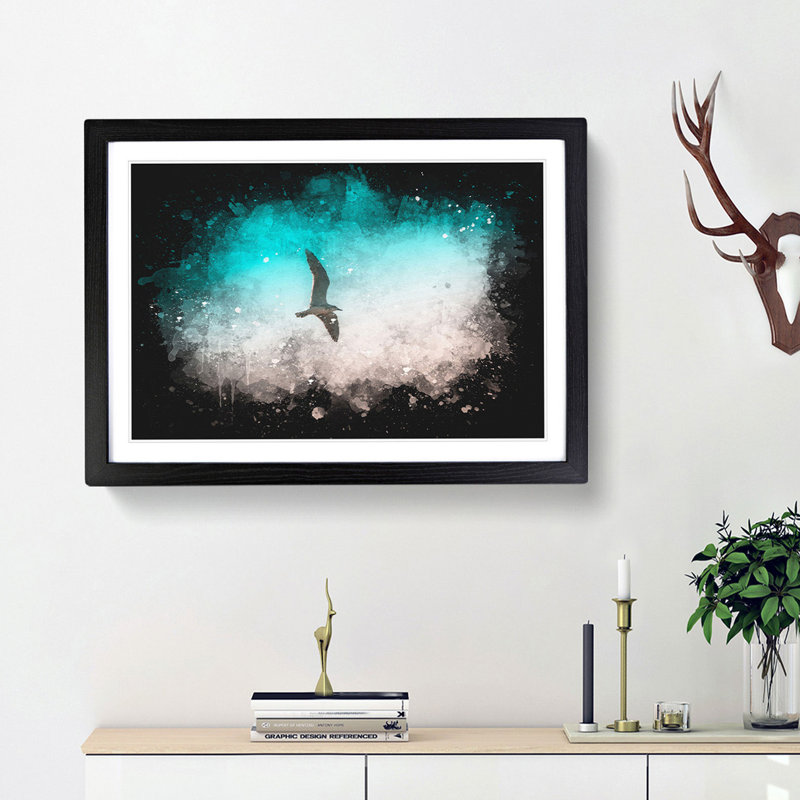 Soaring Seagulls - Picture Frame Graphic Art, 45cm H x 63cm W x 2cm D, Black Framed
