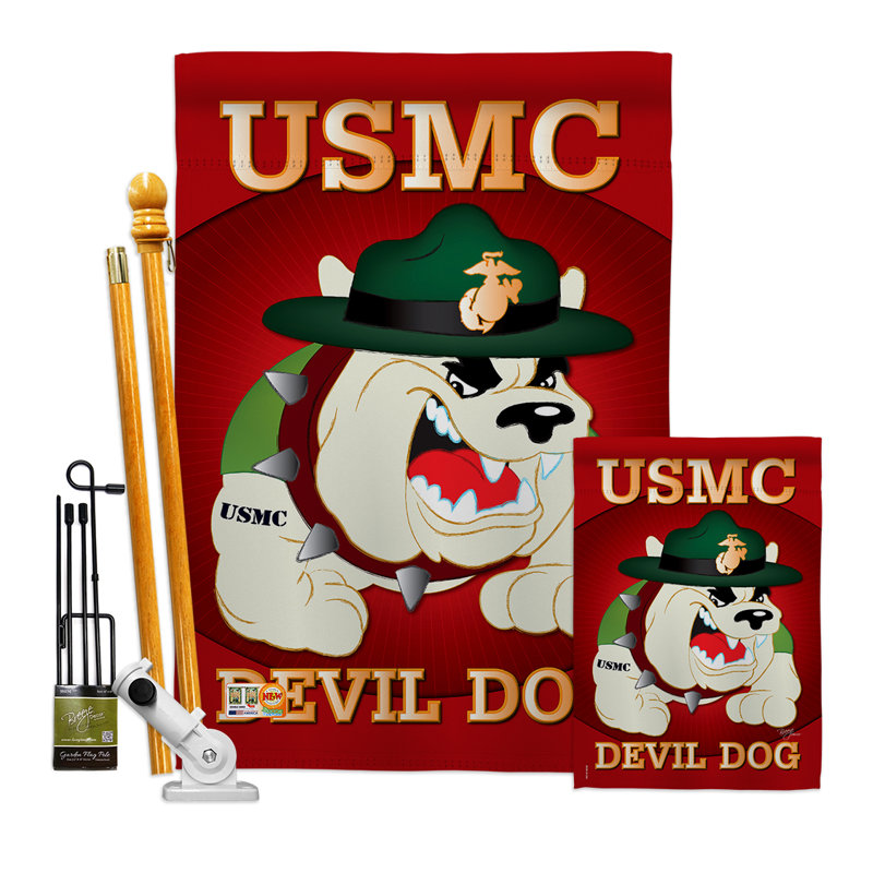 Devil chien 2 côtés 40 x 28 po ensemble de drapeau