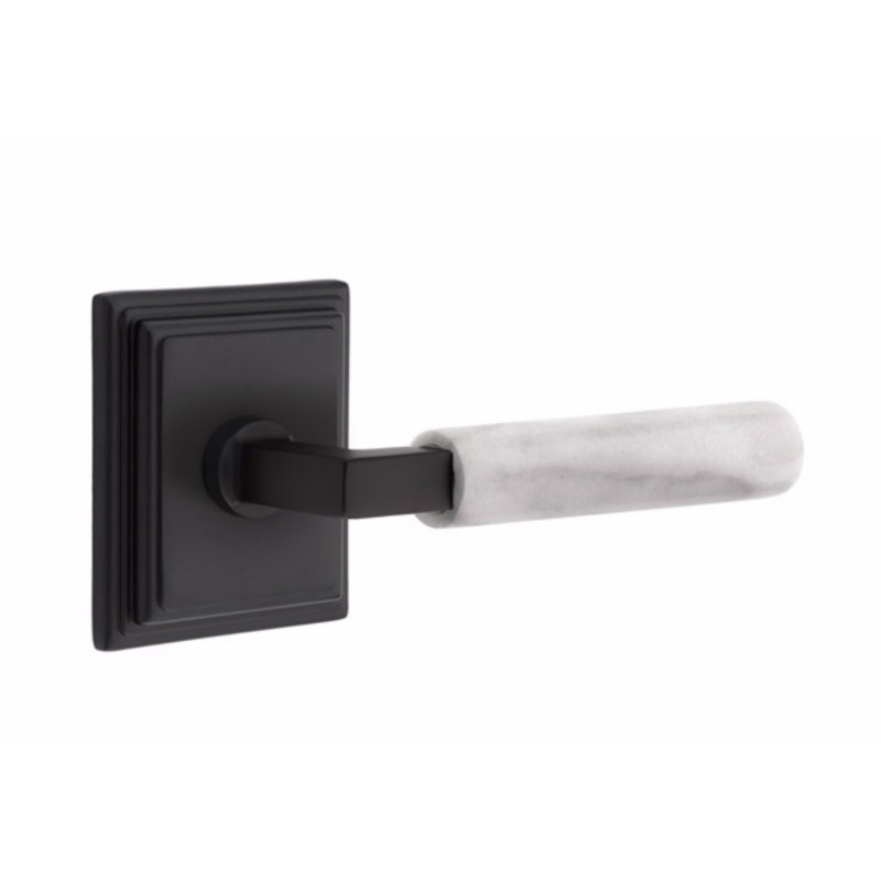 Select Round Passage (Hall & Closet) Door Lever with Square Rosette, Flat Black, Right