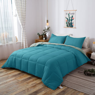 All Season Down Alternative Quilted Comforter Set-Reversible Bedding Set-Machine Washable