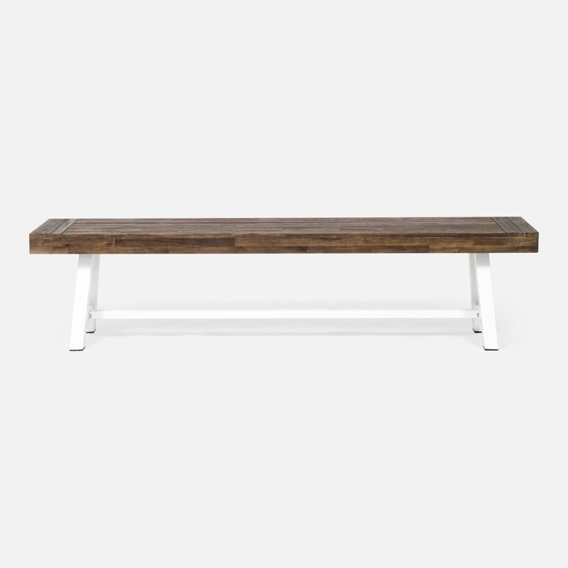 Banc de salle à manger en bois avec assise à lattes en bois 74