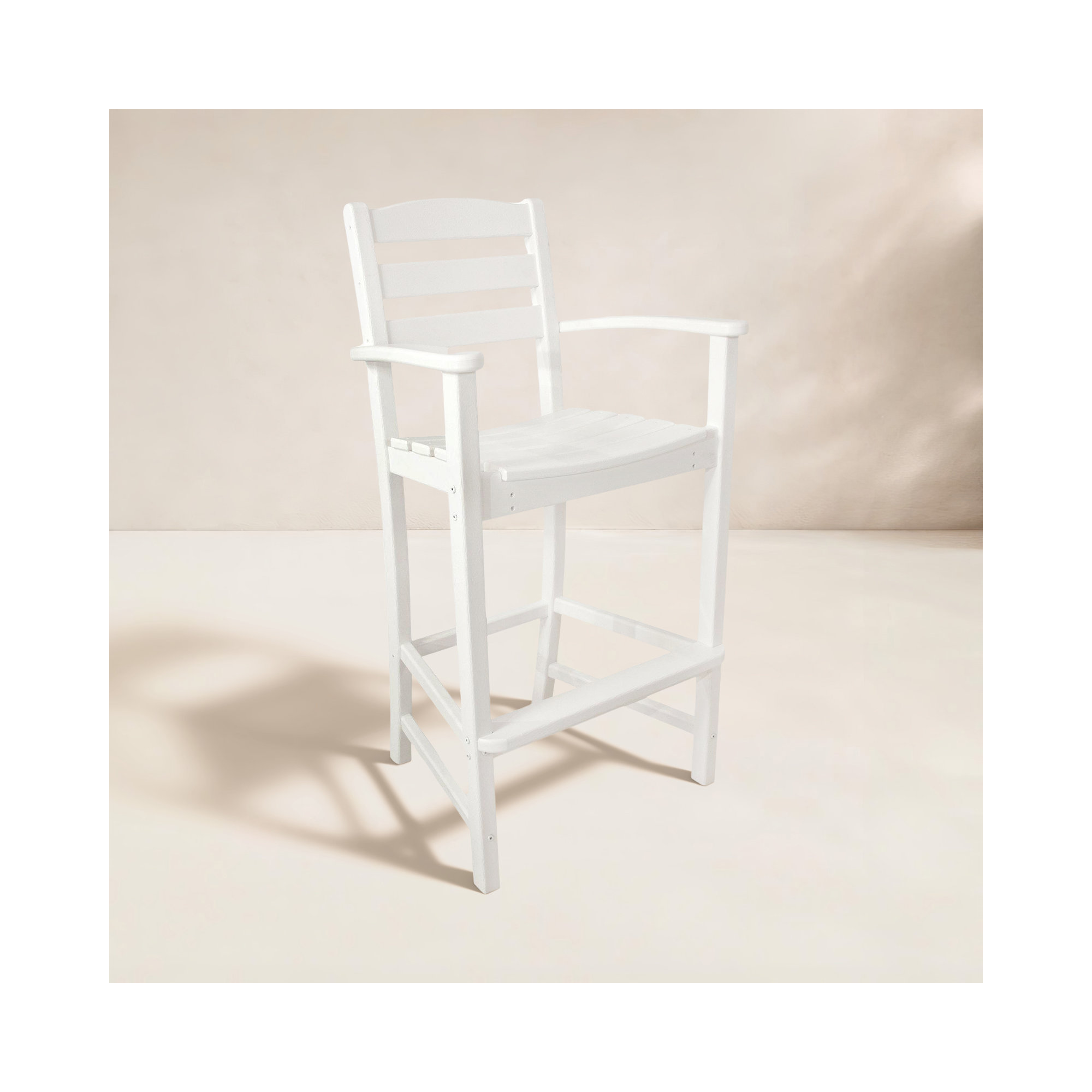 POLYWOOD La Casa Café Bar Arm Chair, White, Bar Stool (30.13" Seat Height)
