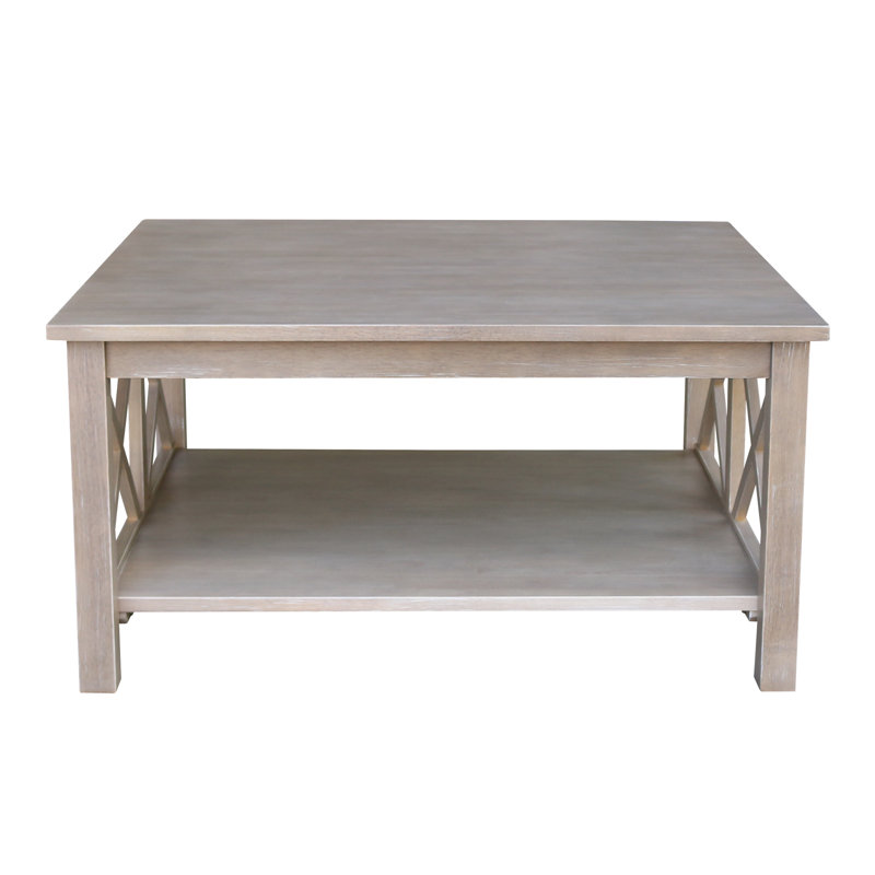Rossitano Solid Wood Single Coffee Table, 18" H x 36" L x 36" W, Washed Gray Taupe