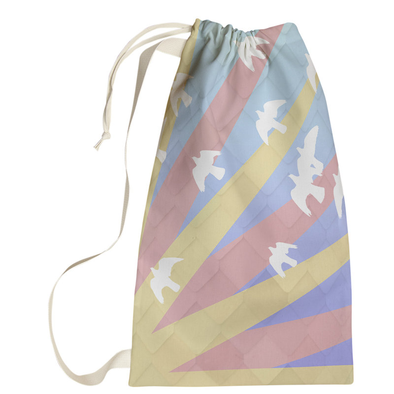 Fabric Laundry Bag with Handles, Small ( 64" H x 20" W x 1.5" D), Red/Yellow/Blue
