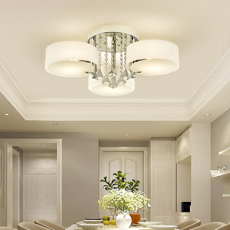Maurertown 65cm 3-Light LED Flush Mount with Crystal Accent
