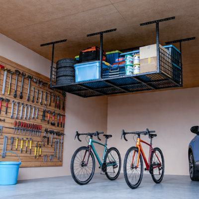 96x48 Heavy Duty Garage Ceiling Storage Rack 700 LBS Capacity Overhead Garage Storage with Adjustable Height 2242 Black Metal Rack for Garage 96x48 Heavy Duty Garage Ceiling Storage Rack 700 LBS Capacity Overhead Garage Storage with Adjustable Height 2242 Black Metal Rack for Garage
