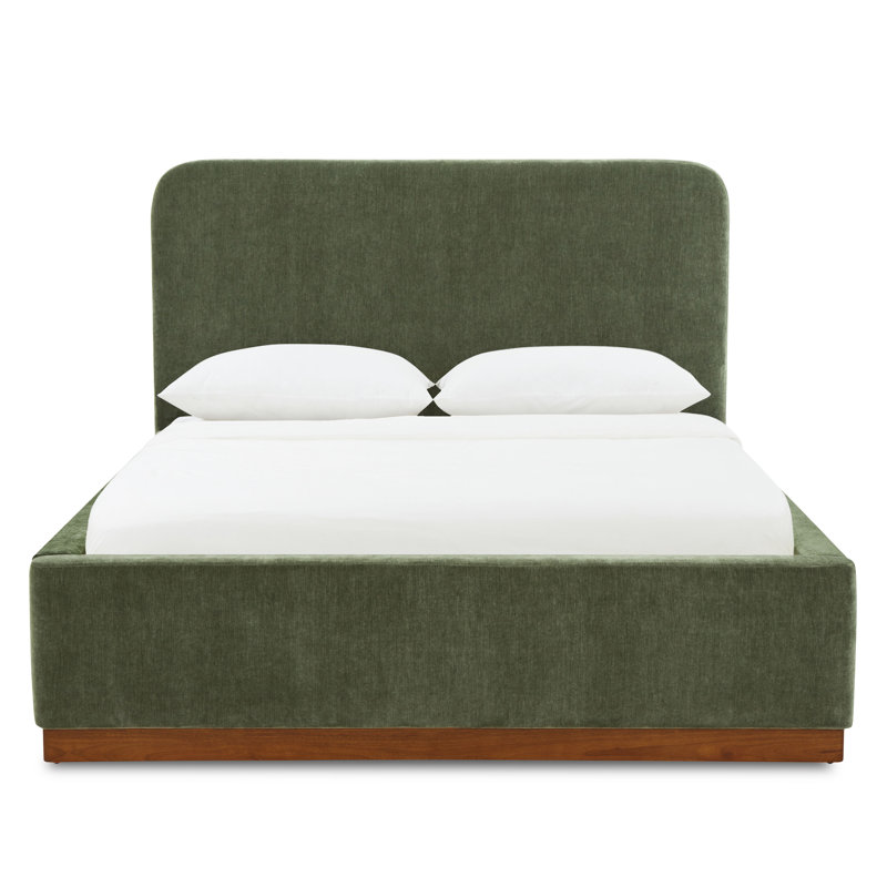 Lit en velours Mantua avec base en bois, Grand lit