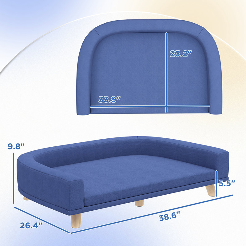 Canapé-lit pour animaux de compagnie avec coussin lavable pour grands chiens et chats, Bleu