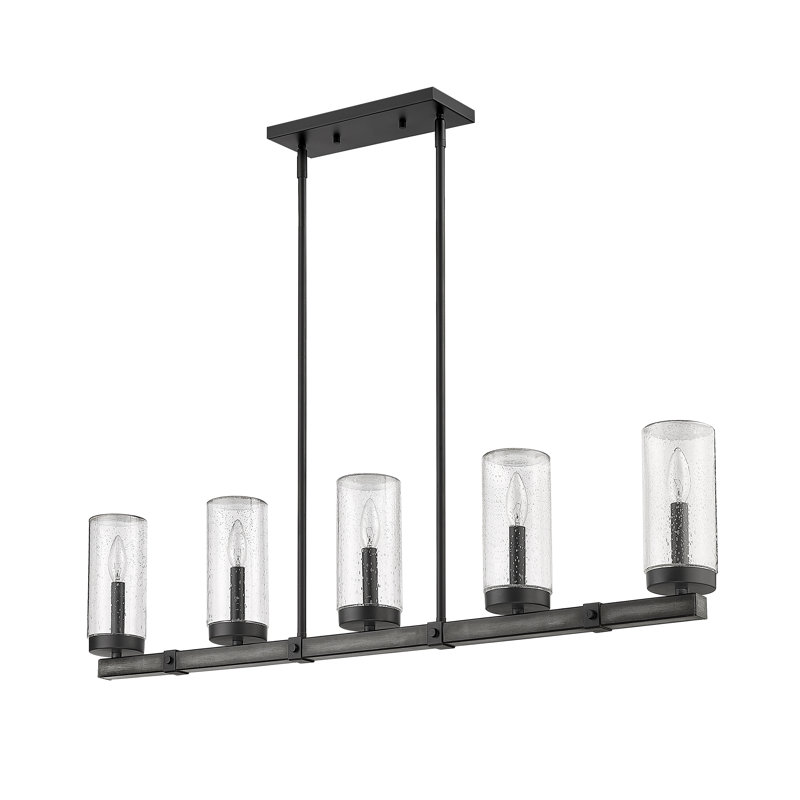 Lustre d'extérieur à 5 ampoules Sheniece, Bois de grange cendré