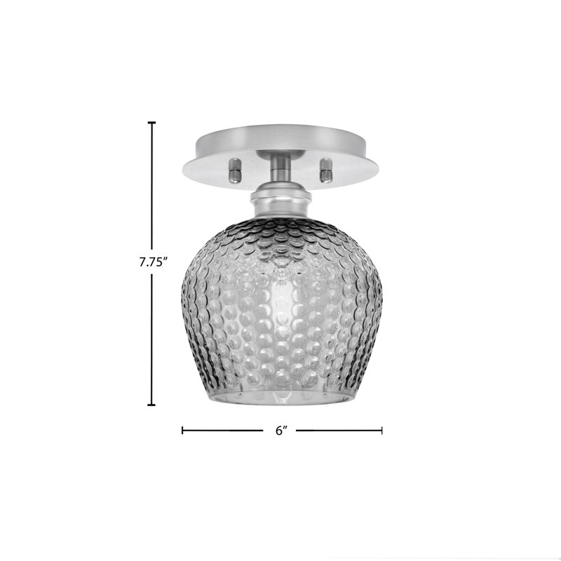 Plafonnier semi-encastré en nickel brossé 1 lumière Edge avec verre texturé fumé de 6 po Edge , Nickel brossé