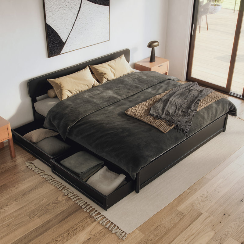 Ause Bed, King, Black
