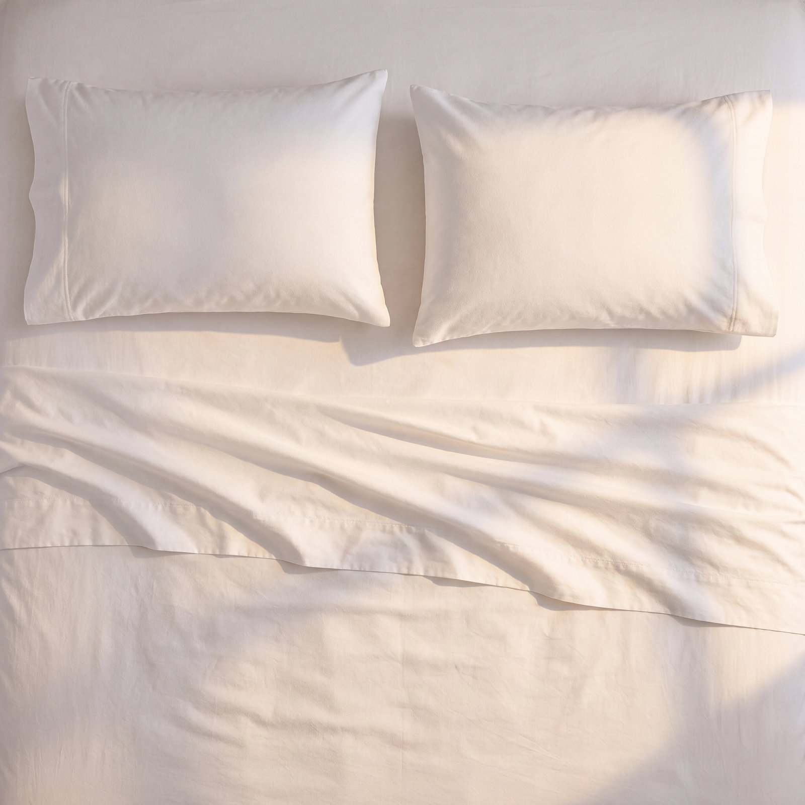 Cotton Flannel Pillowcase, Ivory, King
