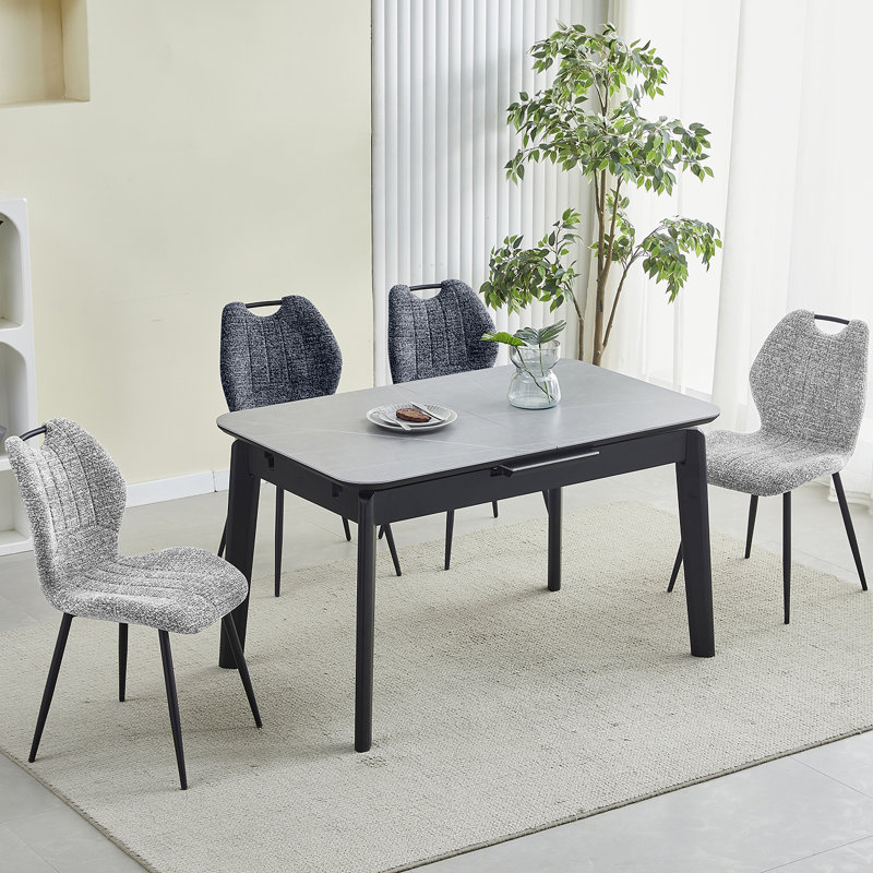 Valinda 47cm H Polyester Blend Upholstered Metal Full Back Side Chair in Grey, Light Grey