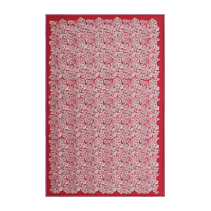 Tapis de zone rose/rouge contemporaine, Rectangle 7 pi x 10 pi